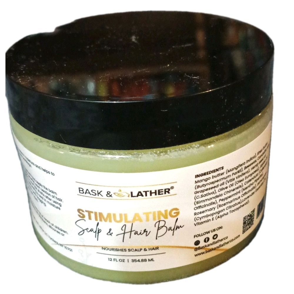 New 12oz Bask & Lather Stimulating Scalp & Hair Balm Moisturizing Curly Kinky